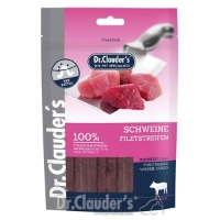 تشویقی رشته ای Dr.Clauder's مدل Pork Fillet Strips مخصوص سگ تهیه شده از گوشت خوک حاوی پروبیوتیک - 80 گرم