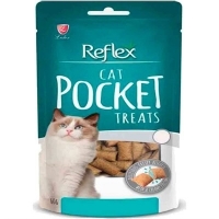 تصویر  تشویقی بالشتی مغزدار Reflex Plus مخصوص گربه تهیه شده از مرغ و پنیر - 60 گرم 