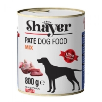 تصویر  کنسرو پته Shayer مخصوص سگ بالغ تهیه شده از میکس گوشت و گوشت ماکیان - 800 گرمی