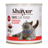 تصویر کنسرو Shayer مدل پته مخصوص گربه های بالغ تهیه شده از مرغ و جگر -وزن  800 گرم 