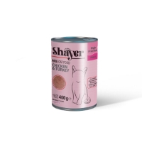 تصویر کنسرو پته Shayer مخصوص گربه های بالغ تهیه شده از مرغ و بوقلمون - 400 گرم 