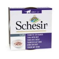 تصویر  کنسرو Schesir مخصوص گربه بالغ تهیه شده از ماهی تن و گوشت گاو در ژله -  85 گرم