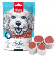 عکس تشویقی Wanpy مخصوص سگ مدل Chicken Jerky & Codfish Sushi تهیه شده از گوشت مرغ و ماهی کاد - 100 گرم