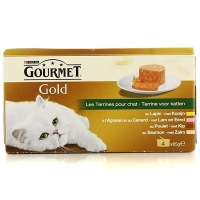 تصویر کنسرو گربه Gourmet با طعم های اردک و زیتون، گوشت گوساله، خرگوش، ماهی قزل آلا - بسته 4 عددی