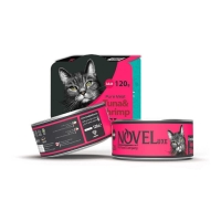 تصویر  کنسرو NOVELuxe مخصوص گربه مدل Pure تهیه شده از ماهی تن و میگو مخصوص گربه - 120 گرم
