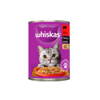 تصویر  کنسرو Whiskas تهیه شده از گوشت گوساله در سس مخصوص گربه بالغ - 400 گرم 