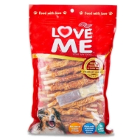 تصویر  تشویقی Love Me مدل دور پیچ مرغ فلورایدی مدادی مخصوص سگ - 300 گرم