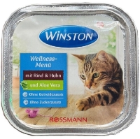 تصویر  ووم Winston تهیه شده از گوشت گاو و مرغ و آلوئه ورا مخصوص گربه بالغ - 100 گرم