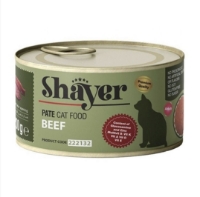تصویر  پک سه عددی کنسرو Shayer مخصوص گربه تهیه شده از گوشت گاو و مرغ و بوقلمون و ماهی - 600 گرم 