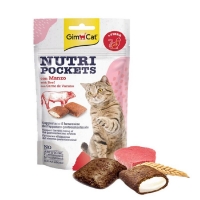 تشویقی بالشتی مغزدار GimCat مدل Nutri Pockets با طعم گوشت گاو مخصوص گربه - 60 گرم