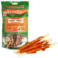 تشویقی دنتال Freshy مدل Duck Twists مخصوص سگ تهیه شده از گوشت اردک - بسته 10 عددی 90 گرم