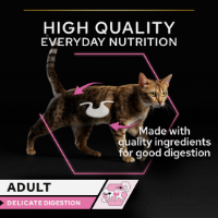 غذای خشک ProPlan مدل Delicate Digestion تهيه شده از گوشت بره مخصوص گربه های بالغ بد غذا - 10 كيلوگرم