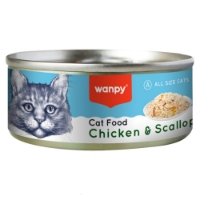 كنسرو Wanpy مدل Chicken & Scallop تهيه شده از مرغ و صدف مخصوص گربه - 95 گرم