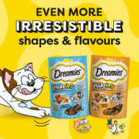 تشويقی کرانچی بالشتی مغزدار Dreamies مخصوص گربه غنی شده با مولتی ويتامين تهیه شده از ماهی تن، سالمون و میگو  - 55 گرم