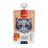 پودینگ Wanpy مدل Salmon تهیه شده از ماهی سالمون، مرغ و هویج مخصوص گربه - 90 گرم