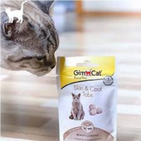 قرص اسنک GimCat مدل Skin & Coat Tabs برای تقويت پوست و مو و جلوگیری از ریزش مخصوص گربه با طعم شیر - 40 گرم