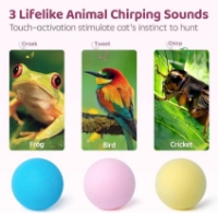 اسباب بازی توپ صدا دار لمسی Pet Gravity مدل قورباغه دارای مخزن کت نیپ مخصوص گربه - رنگ سبز