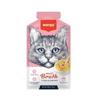 عکس سوپ Wanpy مدل Meat Broth تهيه شده از ماهی تن و ميگو مخصوص گربه بالغ - 50 گرم