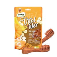 عکس تشویقی دنتال مسواکی Dentalight حاوی فيبر بالا مدل مسواكي با طعم موز و كدو حلوايی مخصوص سگ - 80 گرم