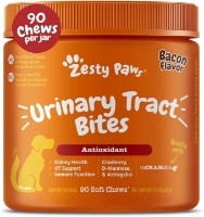 عکس مكمل Zesty Paws مدل Urinary Tract Bites برای سلامت مجاری ادراری با طعم بيكن مخصوص سگ - 90 عدد