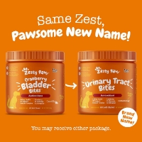 عکس مكمل Zesty Paws مدل Urinary Tract Bites برای سلامت مجاری ادراری با طعم بيكن مخصوص سگ - 90 عدد