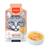 عکس سوپ Wanpy مدل Meat Broth تهيه شده از ماهی سالمون و تن مخصوص گربه - 50 گرم