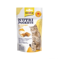 عکس اسنک تشویقی مغزدار  GimCat مدل Nutri Pockets تهیه شده از پنیر حلوی تائورین - 60 گرم