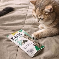 عکس اسنک تشویقی بالشتی مغزدار GimCat مدل Nutri Pockets تهیه شده از کت نیپ مخصوص گربه - 60 گرم