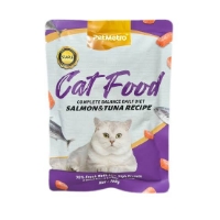 عکس پوچ Pet Metro تهيه شده از ماهی سالمون و ماهی تن مخصوص گربه - 100 گرم