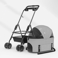عکس کالسکه حمل Bello مخصوص سگ و گربه مدل K2L - طوسی/مشکی