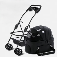 عکس کالسکه حمل Bello مخصوص سگ و گربه مدل K2L - طوسی/مشکی