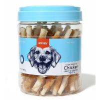 عکس تشويقی Wanpy مدل Chicken Jerky & Rawhide Twists تهيه شده از مرغ و راوهايد مخصوص سگ - 400 گرم